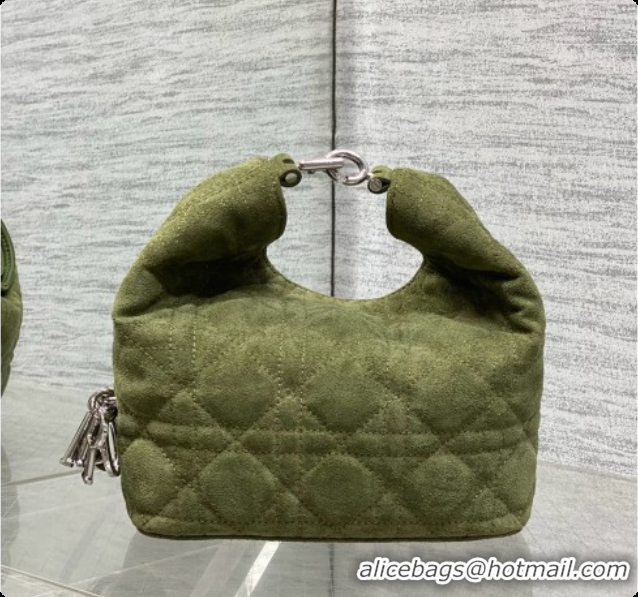 Cheap Price Dior Mini Dior Toujours Hobo Bag in Cannage Suede D090356 Green 2026