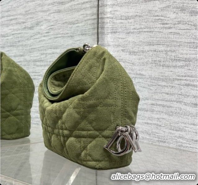Cheap Price Dior Mini Dior Toujours Hobo Bag in Cannage Suede D090356 Green 2026