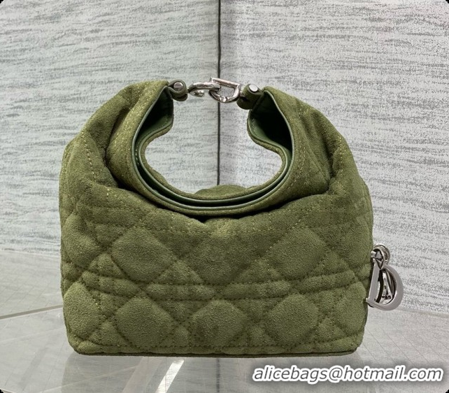 Cheap Price Dior Mini Dior Toujours Hobo Bag in Cannage Suede D090356 Green 2026