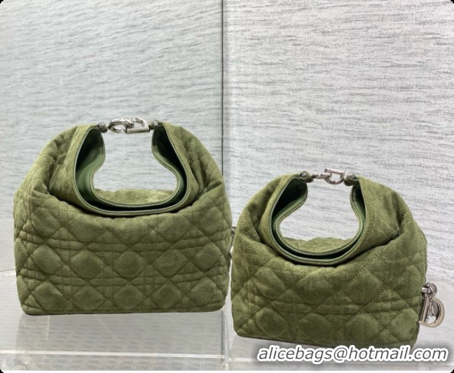 Cheap Price Dior Mini Dior Toujours Hobo Bag in Cannage Suede D090356 Green 2026