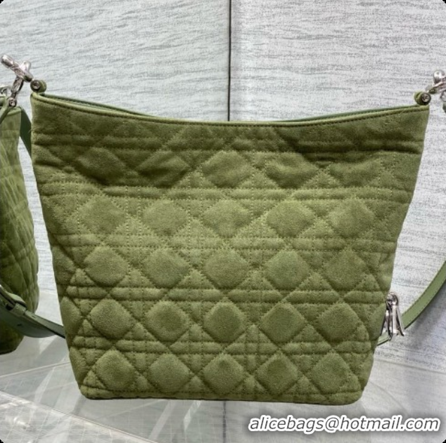 Stylish Dior Small Dior Toujours Hobo Bag in Cannage Suede D090357 Green 2026