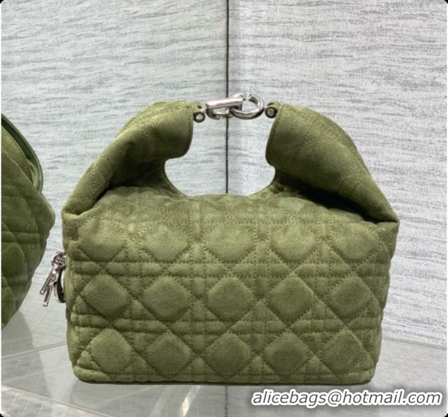 Stylish Dior Small Dior Toujours Hobo Bag in Cannage Suede D090357 Green 2026