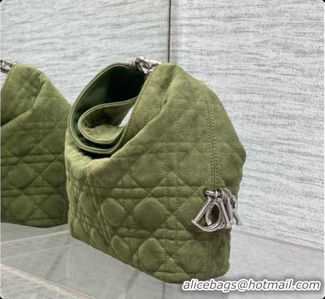 Stylish Dior Small Dior Toujours Hobo Bag in Cannage Suede D090357 Green 2026