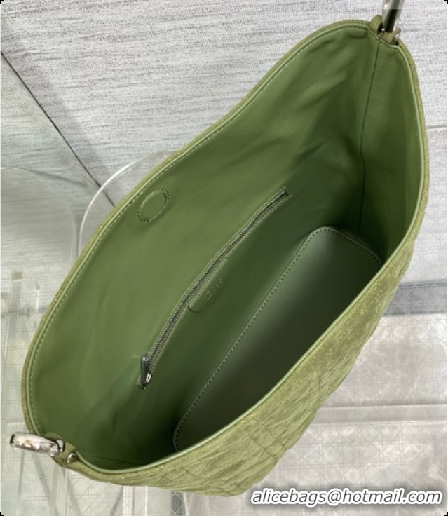 Stylish Dior Small Dior Toujours Hobo Bag in Cannage Suede D090357 Green 2026