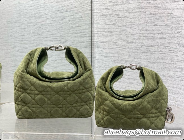 Stylish Dior Small Dior Toujours Hobo Bag in Cannage Suede D090357 Green 2026