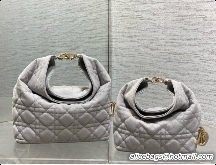 Low Cost Dior Mini Dior Toujours Hobo Bag in Cannage Suede D090358 Grey 2026