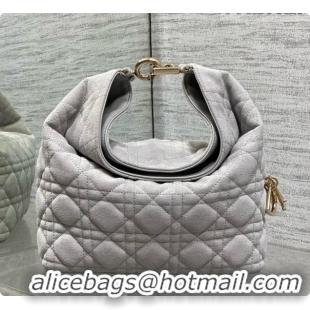 Good Quality Dior Small Dior Toujours Hobo Bag in Cannage Suede D090359 Grey 2026
