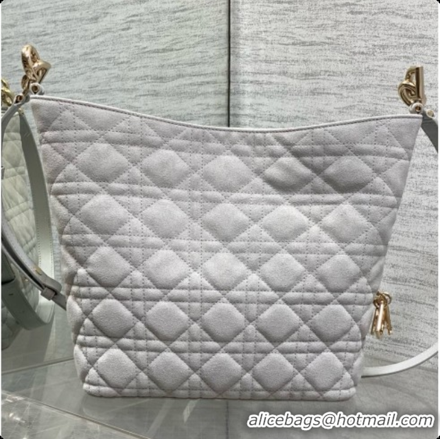 Good Quality Dior Small Dior Toujours Hobo Bag in Cannage Suede D090359 Grey 2026