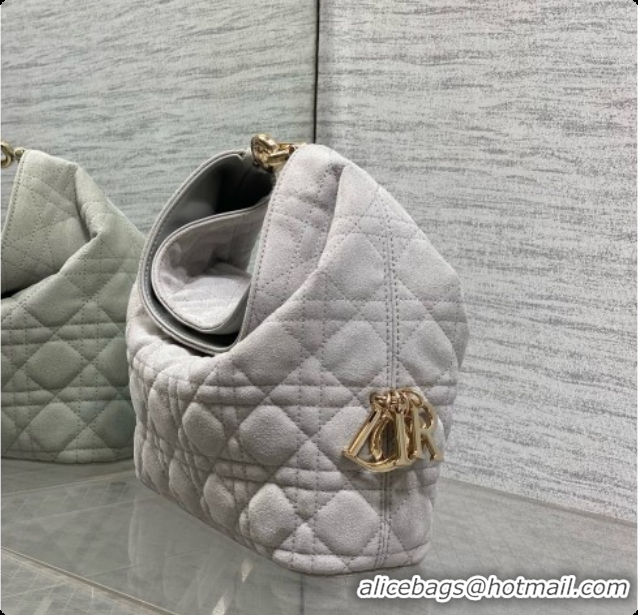 Good Quality Dior Small Dior Toujours Hobo Bag in Cannage Suede D090359 Grey 2026