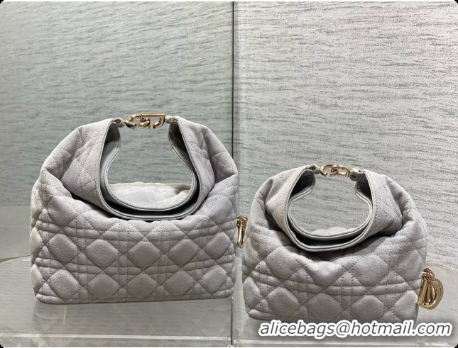 Good Quality Dior Small Dior Toujours Hobo Bag in Cannage Suede D090359 Grey 2026