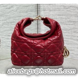 Luxurious Dior Mini Dior Toujours Hobo Bag in Cannage Lambskin D090362 Cherry Red 2026