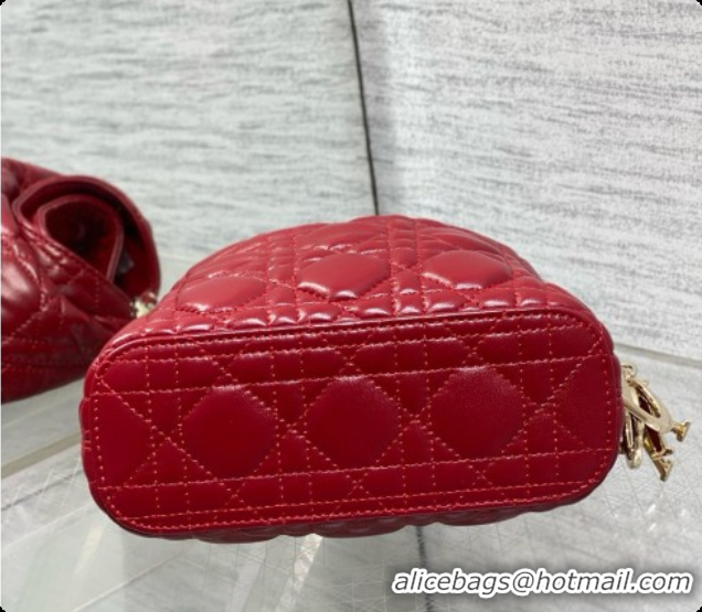 Luxurious Dior Mini Dior Toujours Hobo Bag in Cannage Lambskin D090362 Cherry Red 2026