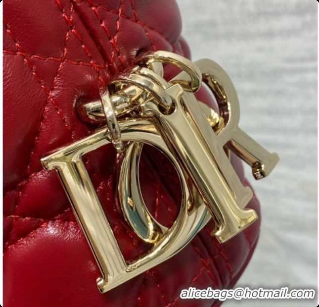 Luxurious Dior Mini Dior Toujours Hobo Bag in Cannage Lambskin D090362 Cherry Red 2026