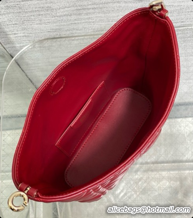Luxurious Dior Mini Dior Toujours Hobo Bag in Cannage Lambskin D090362 Cherry Red 2026