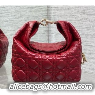 Big Discount Dior Small Dior Toujours Hobo Bag in Cannage Lambskin D090363 Cherry Red 2026