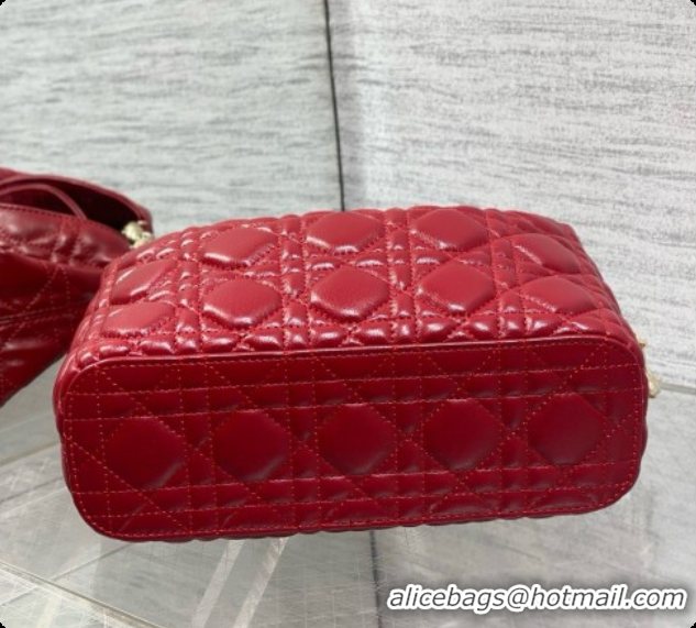 Big Discount Dior Small Dior Toujours Hobo Bag in Cannage Lambskin D090363 Cherry Red 2026