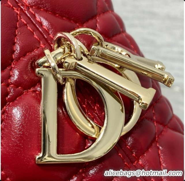 Big Discount Dior Small Dior Toujours Hobo Bag in Cannage Lambskin D090363 Cherry Red 2026