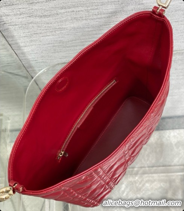 Big Discount Dior Small Dior Toujours Hobo Bag in Cannage Lambskin D090363 Cherry Red 2026