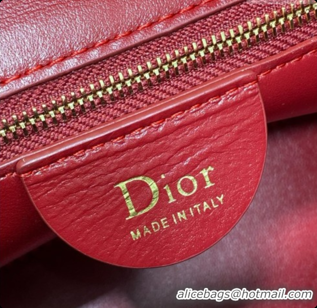Big Discount Dior Small Dior Toujours Hobo Bag in Cannage Lambskin D090363 Cherry Red 2026