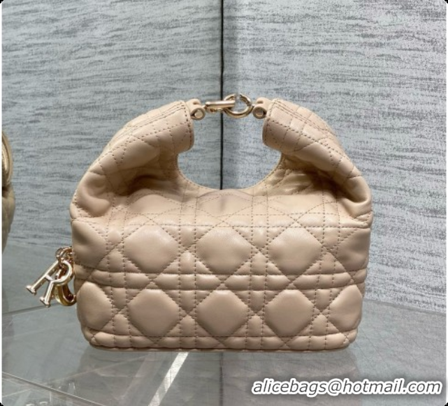 Shop Duplicate Dior Mini Dior Toujours Hobo Bag in Cannage Lambskin D090366 Beige 2026