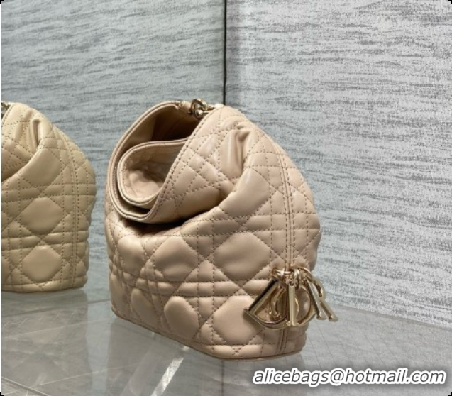 Shop Duplicate Dior Mini Dior Toujours Hobo Bag in Cannage Lambskin D090366 Beige 2026