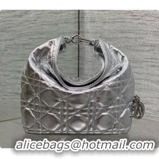 Original Cheap Dior Mini Dior Toujours Hobo Bag in Cannage Lambskin D090373 Silver 2026