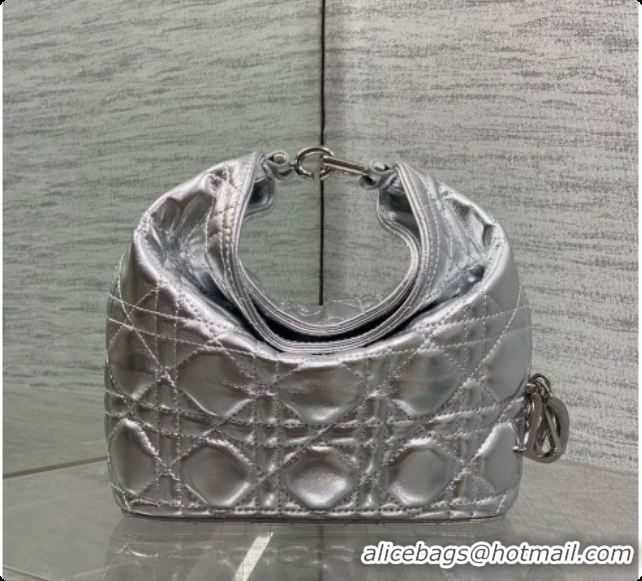 Original Cheap Dior Mini Dior Toujours Hobo Bag in Cannage Lambskin D090373 Silver 2026