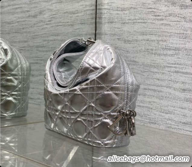 Original Cheap Dior Mini Dior Toujours Hobo Bag in Cannage Lambskin D090373 Silver 2026