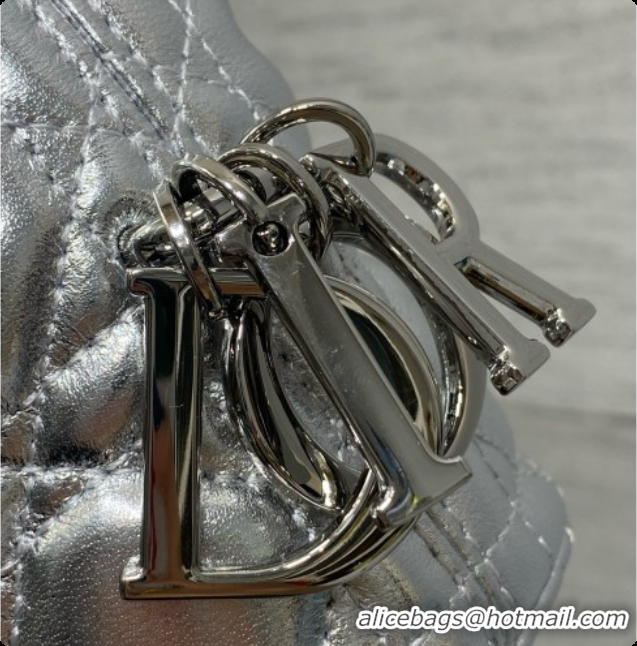 Original Cheap Dior Mini Dior Toujours Hobo Bag in Cannage Lambskin D090373 Silver 2026