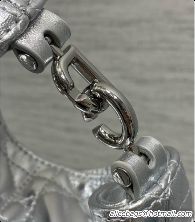 Original Cheap Dior Mini Dior Toujours Hobo Bag in Cannage Lambskin D090373 Silver 2026