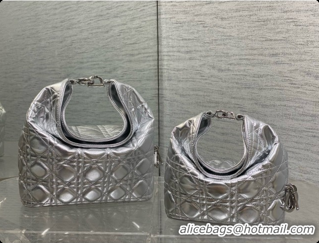 Original Cheap Dior Mini Dior Toujours Hobo Bag in Cannage Lambskin D090373 Silver 2026