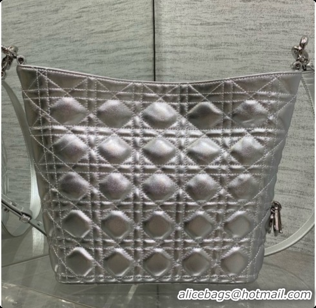Buy Luxury Dior Small Dior Toujours Hobo Bag in Cannage Lambskin D090374 Silver 2026