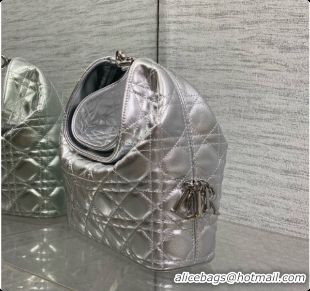 Buy Luxury Dior Small Dior Toujours Hobo Bag in Cannage Lambskin D090374 Silver 2026
