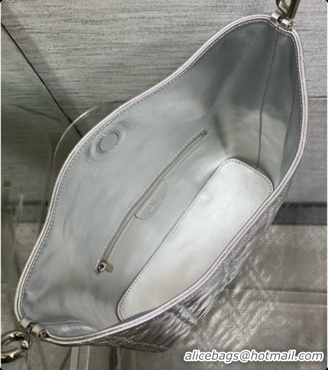 Buy Luxury Dior Small Dior Toujours Hobo Bag in Cannage Lambskin D090374 Silver 2026
