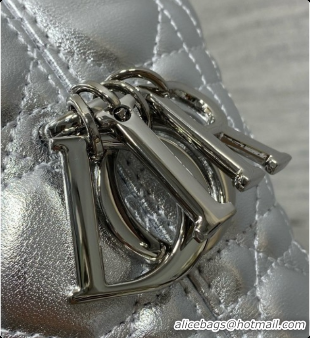 Buy Luxury Dior Small Dior Toujours Hobo Bag in Cannage Lambskin D090374 Silver 2026
