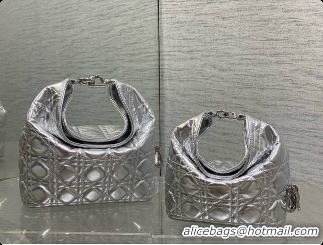 Buy Luxury Dior Small Dior Toujours Hobo Bag in Cannage Lambskin D090374 Silver 2026