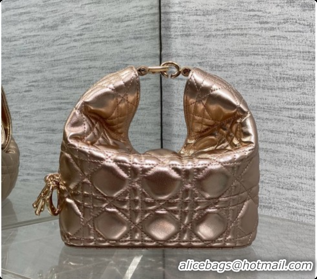 Lower Price Dior Mini Dior Toujours Hobo Bag in Cannage Lambskin D090375 Champagne Gold 2026
