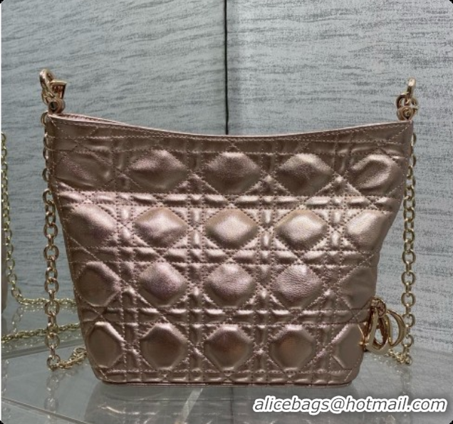 Lower Price Dior Mini Dior Toujours Hobo Bag in Cannage Lambskin D090375 Champagne Gold 2026