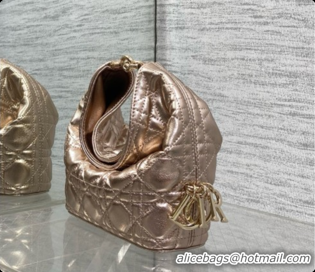 Lower Price Dior Mini Dior Toujours Hobo Bag in Cannage Lambskin D090375 Champagne Gold 2026