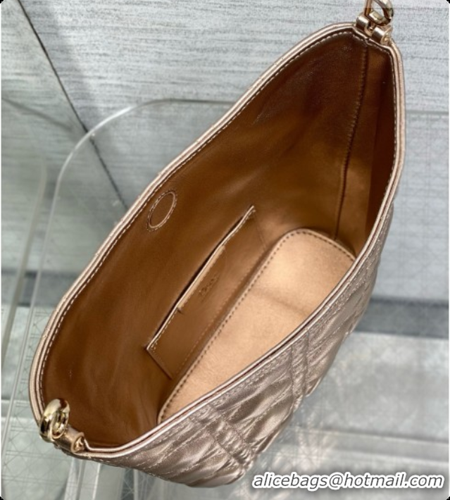 Lower Price Dior Mini Dior Toujours Hobo Bag in Cannage Lambskin D090375 Champagne Gold 2026