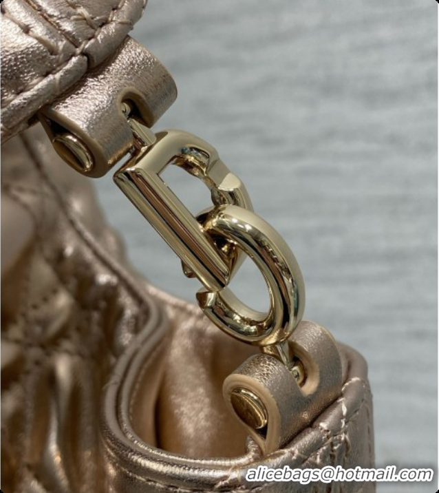 Lower Price Dior Mini Dior Toujours Hobo Bag in Cannage Lambskin D090375 Champagne Gold 2026