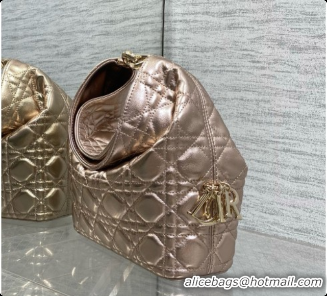 Stylish Dior Small Dior Toujours Hobo Bag in Cannage Lambskin D090375 Champagne Gold 2026