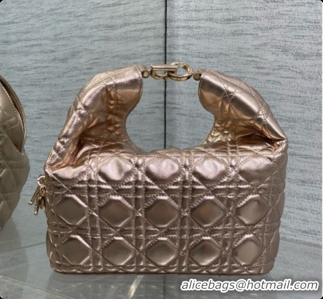 Stylish Dior Small Dior Toujours Hobo Bag in Cannage Lambskin D090375 Champagne Gold 2026