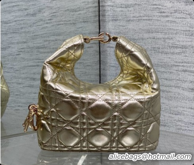 Sumptuous Dior Mini Dior Toujours Hobo Bag in Cannage Lambskin D090376 Yellow Gold 2026