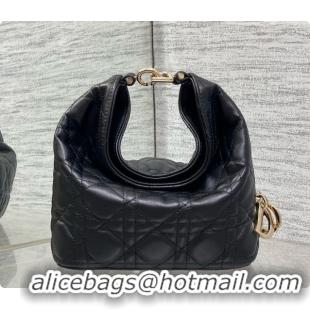 Durable Dior Mini Dior Toujours Hobo Bag in Cannage Lambskin D090379 Black 2026