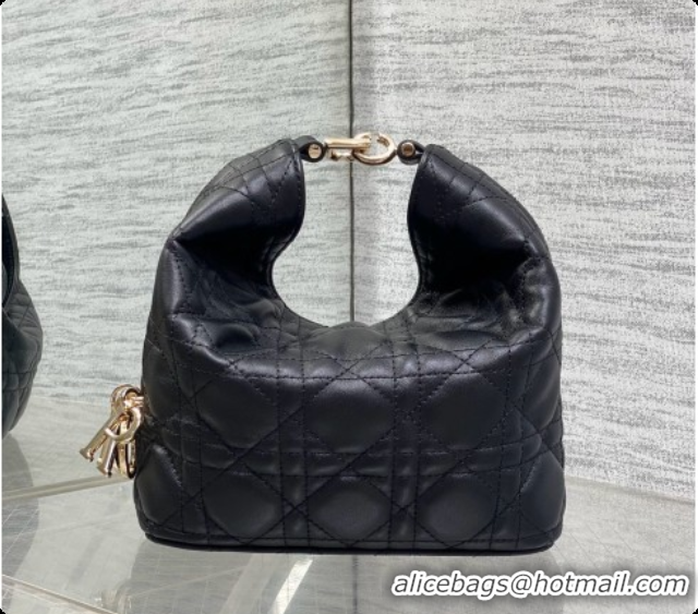 Durable Dior Mini Dior Toujours Hobo Bag in Cannage Lambskin D090379 Black 2026