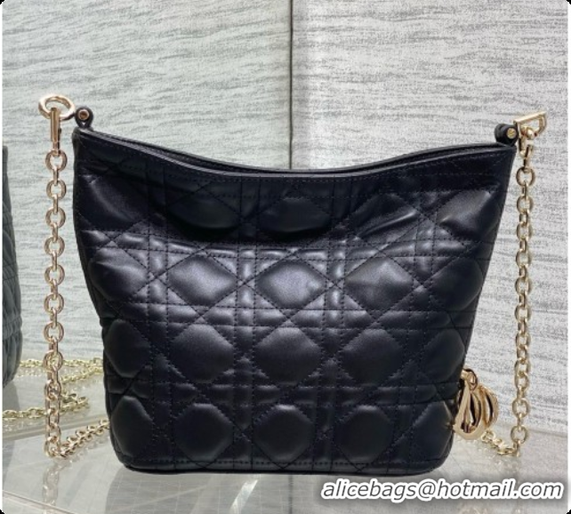 Durable Dior Mini Dior Toujours Hobo Bag in Cannage Lambskin D090379 Black 2026