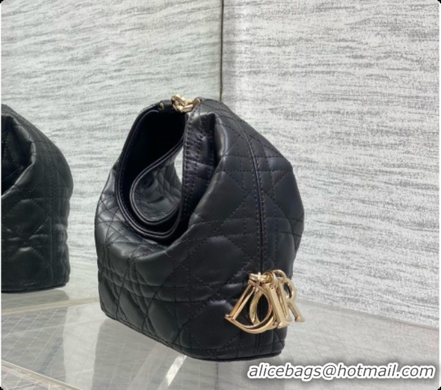 Durable Dior Mini Dior Toujours Hobo Bag in Cannage Lambskin D090379 Black 2026