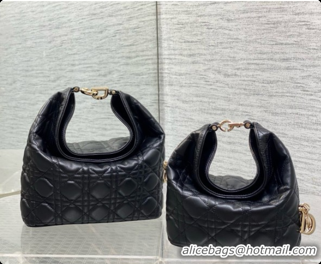 Durable Dior Mini Dior Toujours Hobo Bag in Cannage Lambskin D090379 Black 2026