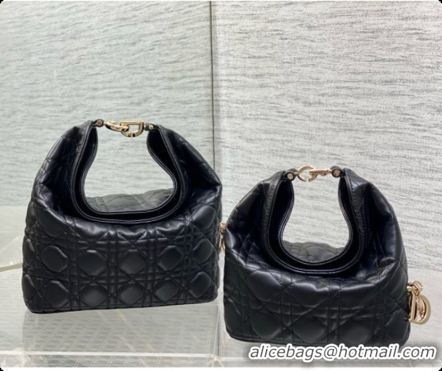 Stylish Dior Small Dior Toujours Hobo Bag in Cannage Lambskin D090380 Black 2026